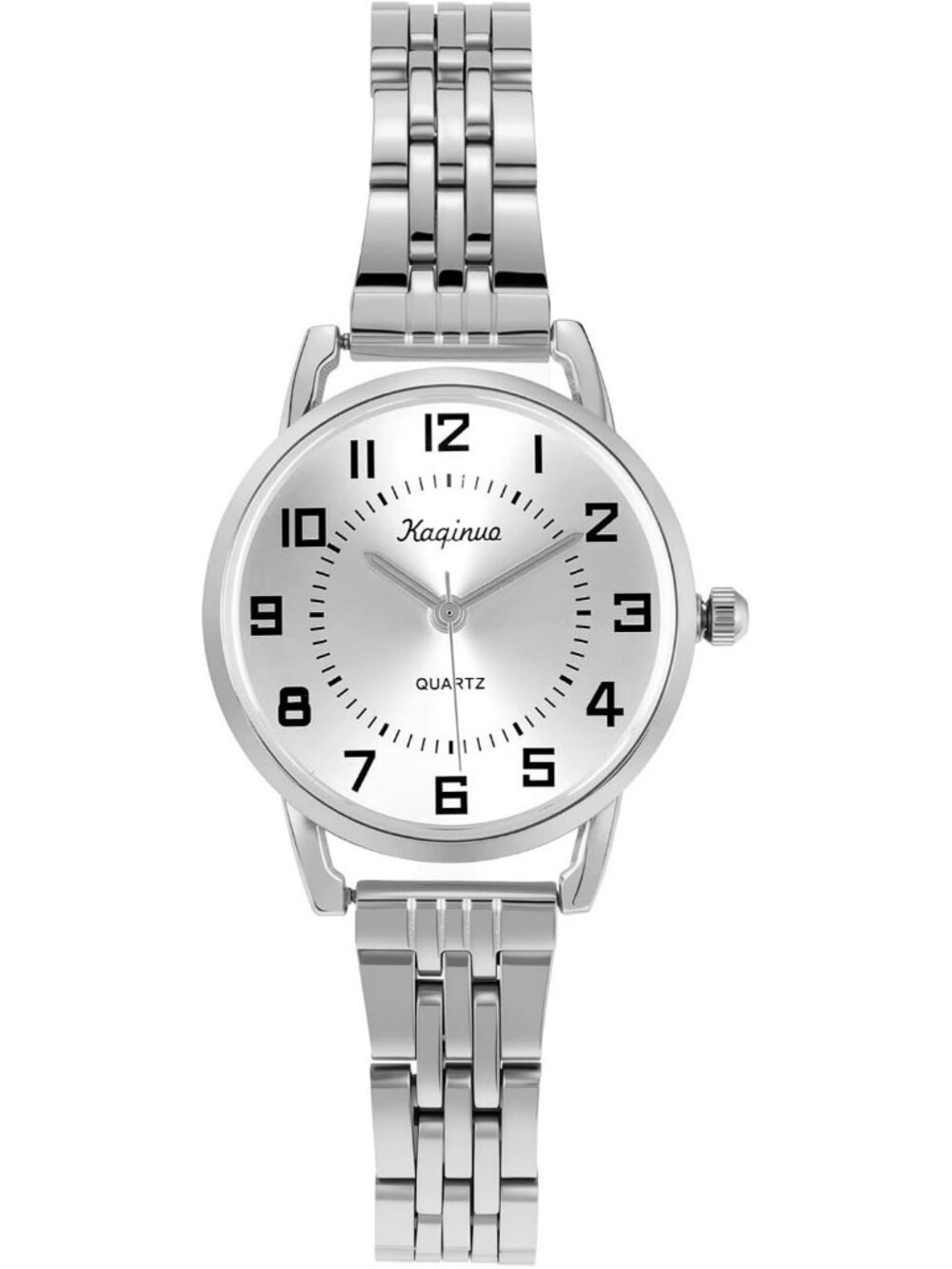 Women’s Silver Arabic Numeral Bracelet Easy Read Small Dial Metal Link Watches